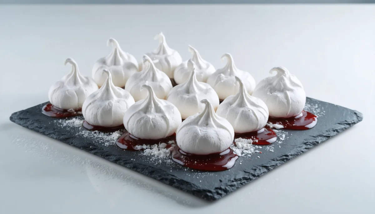 découvrez nos délicates meringues aériennes, subtilement parfumées au sirop de litchi pour une douceur légère et fruitée, idéale pour surprendre vos papilles.
