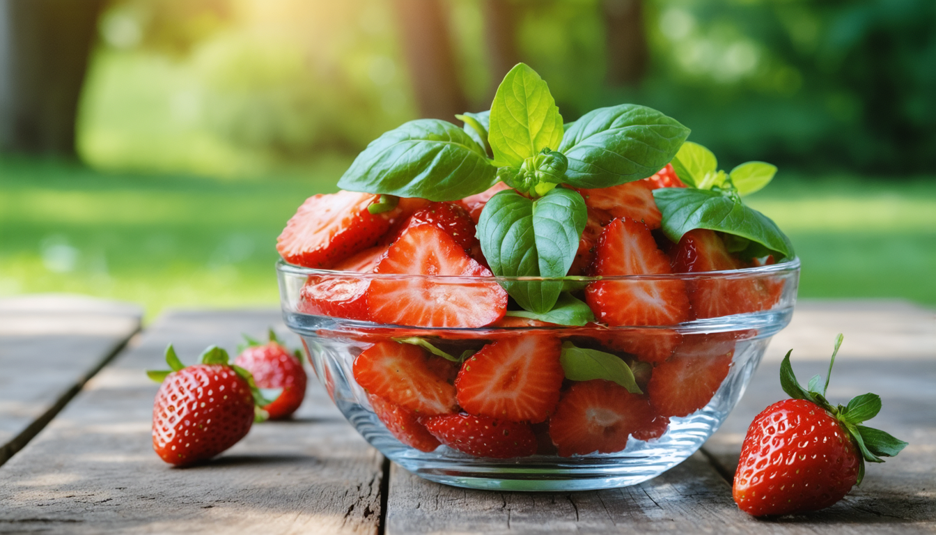 découvrez notre recette estivale de salade de fraises au basilic, un équilibre parfait entre fraîcheur et gourmandise pour vos repas ensoleillés.