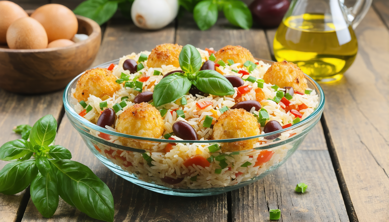 savourez notre délice estival, une salade de riz rafraîchissante aux haricots rouges et perles de fromage fondant, parfaite pour un repas léger et gourmand cet été.