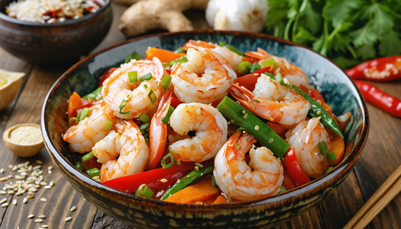 découvrez notre recette simple et savoureuse de poêlée de crevettes à l'asiatique, un délice exotique parfait pour un repas rapide et gourmand.
