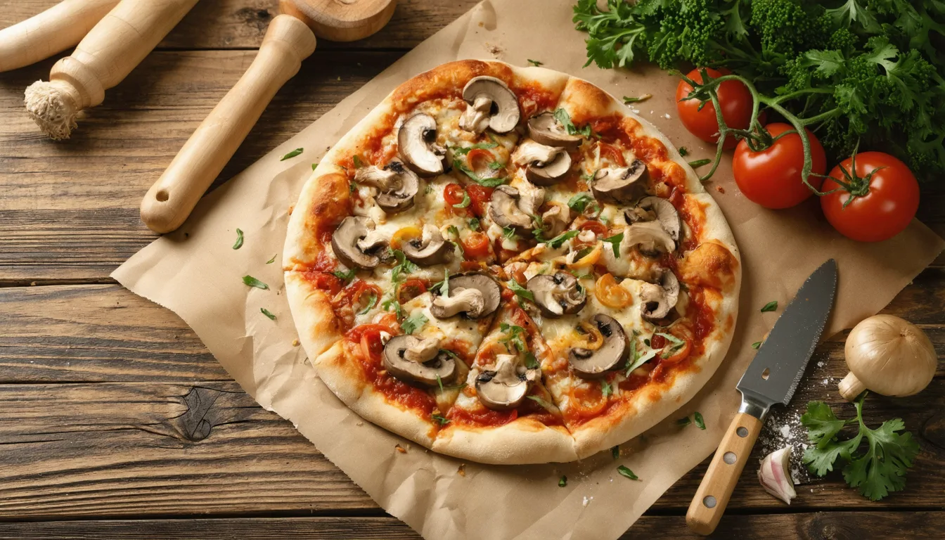 savourez une pizza végétarienne légère aux champignons de paris, parfaite pour un repas gourmand et équilibré.