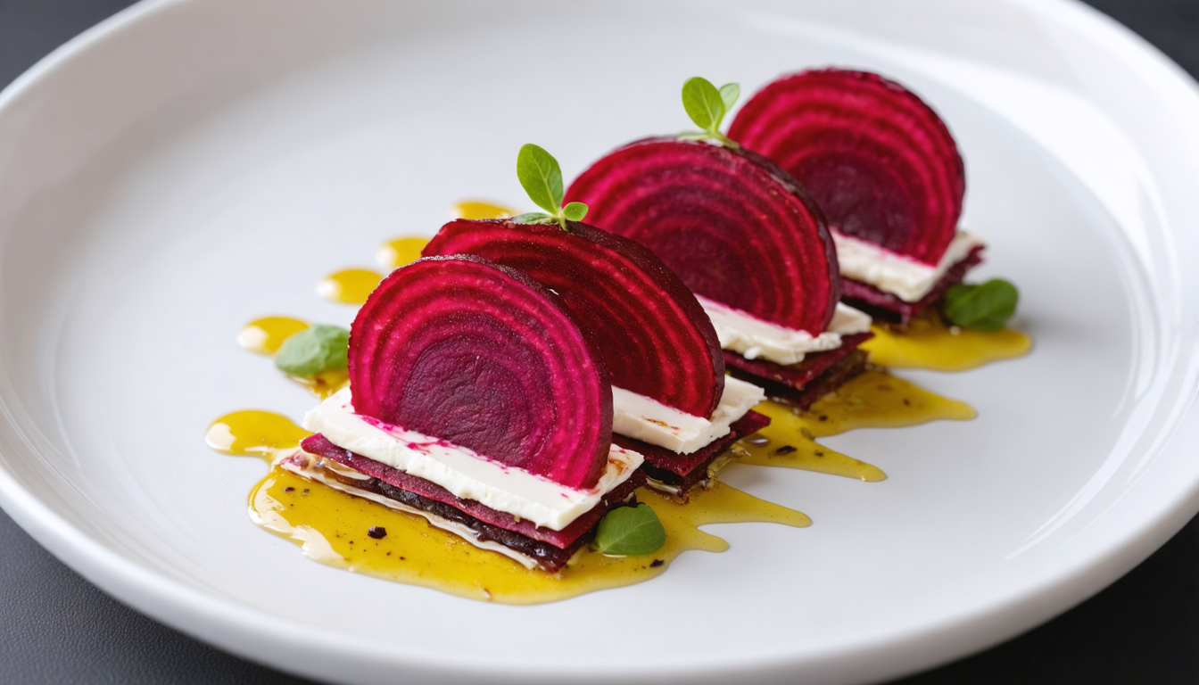 découvrez notre recette de millefeuille de betterave et chèvre crémeux, un délice en couches alliant fraîcheur, douceur et saveurs raffinées pour un plat élégant et gourmand.