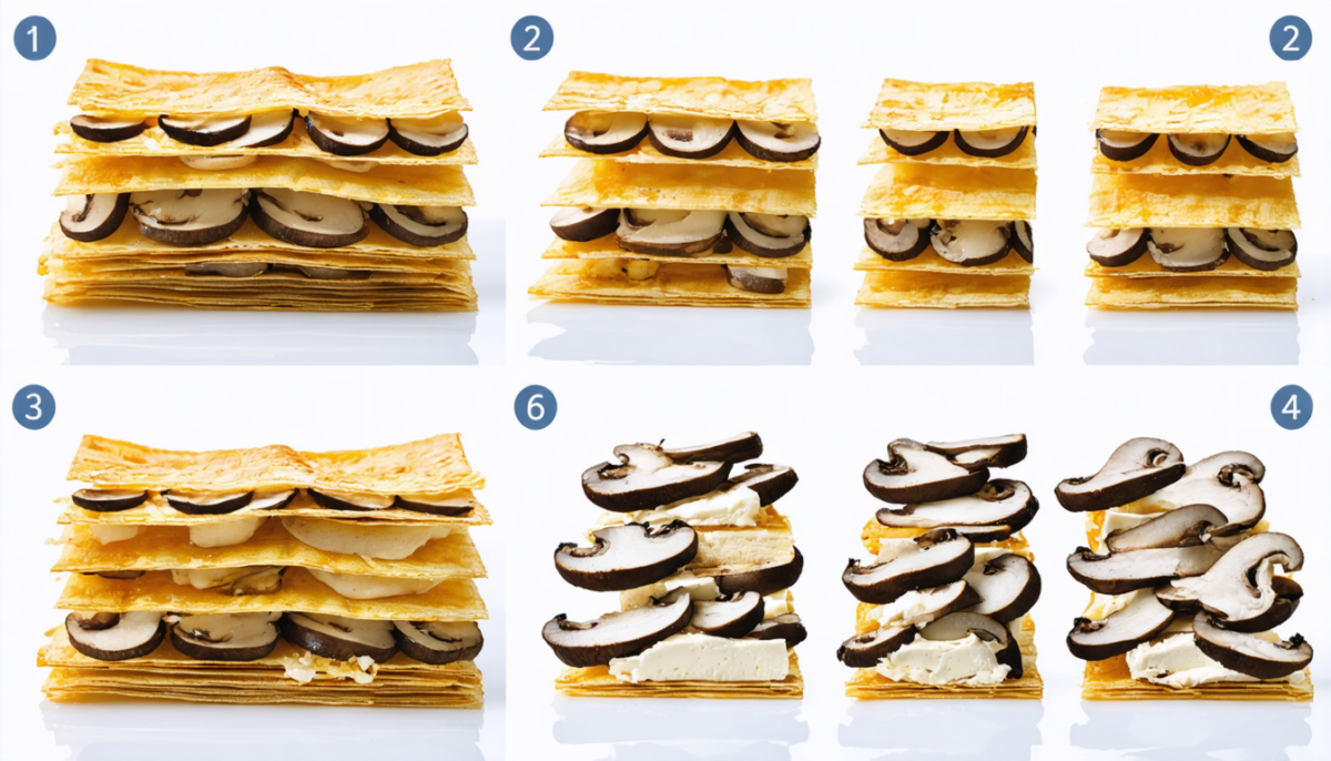 découvrez une recette savoureuse de millefeuille alliant fromage frais et champignons, pour un délice gourmand et facile à préparer.