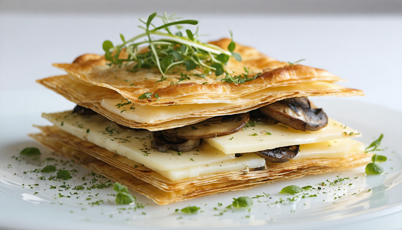 découvrez notre recette savoureuse de millefeuille alliant fromage frais et champignons pour un délice gourmand et facile à préparer.