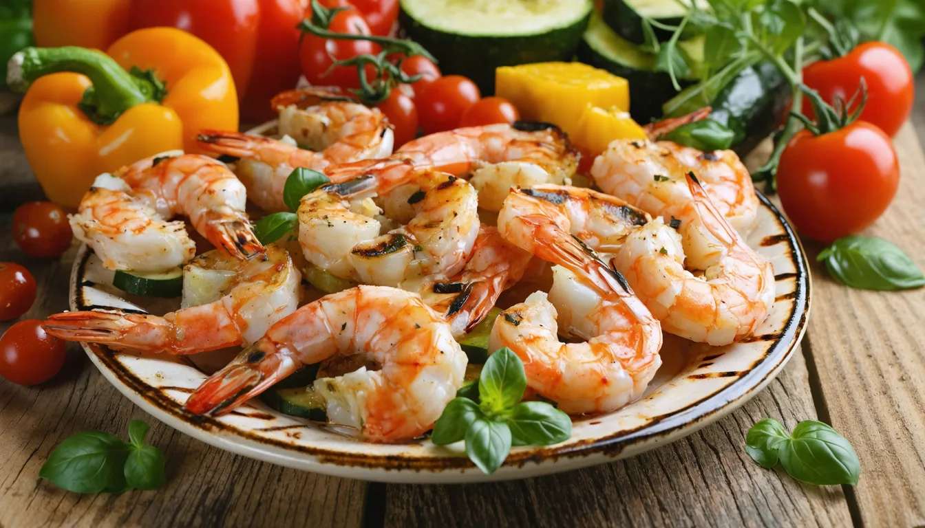 savourez un été gourmand avec nos gambas grillées accompagnées de légumes du soleil, une harmonie parfaite de saveurs fraîches et estivales.