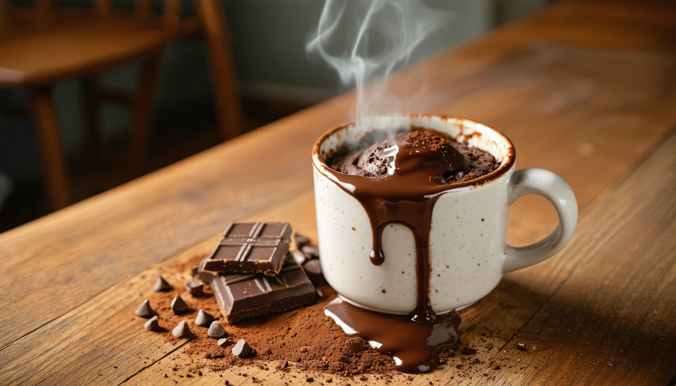 découvrez notre recette rapide et facile de mug cake fondant au chocolat pour un dessert délicieux prêt en un clin d'œil.