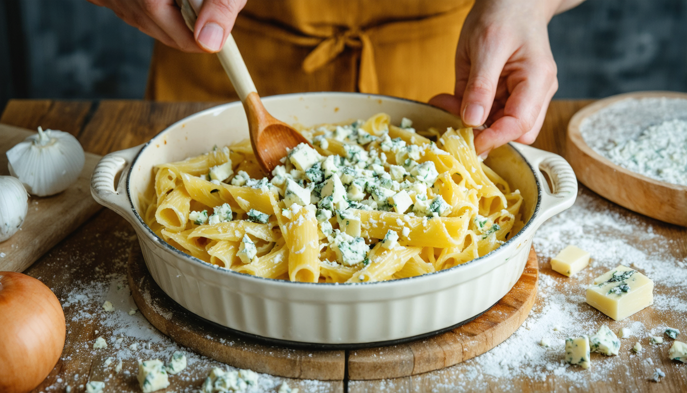 découvrez notre recette simple et gourmande de gratin de pâtes au fromage bleu, un délice fondant parfait pour régaler toute la famille.