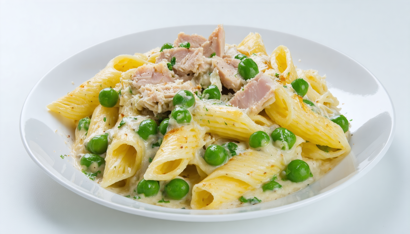 découvrez un gratin de pâtes au thon et petits pois, sublimé par une béchamel onctueuse, pour un repas léger et savoureux.