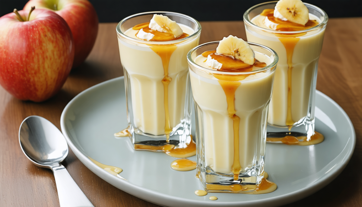 savourez un délice onctueux avec notre purée de banane au fromage frais, accompagnée d'un jus de pomme doux et d'un miel fondant pour une expérience gourmande et équilibrée.