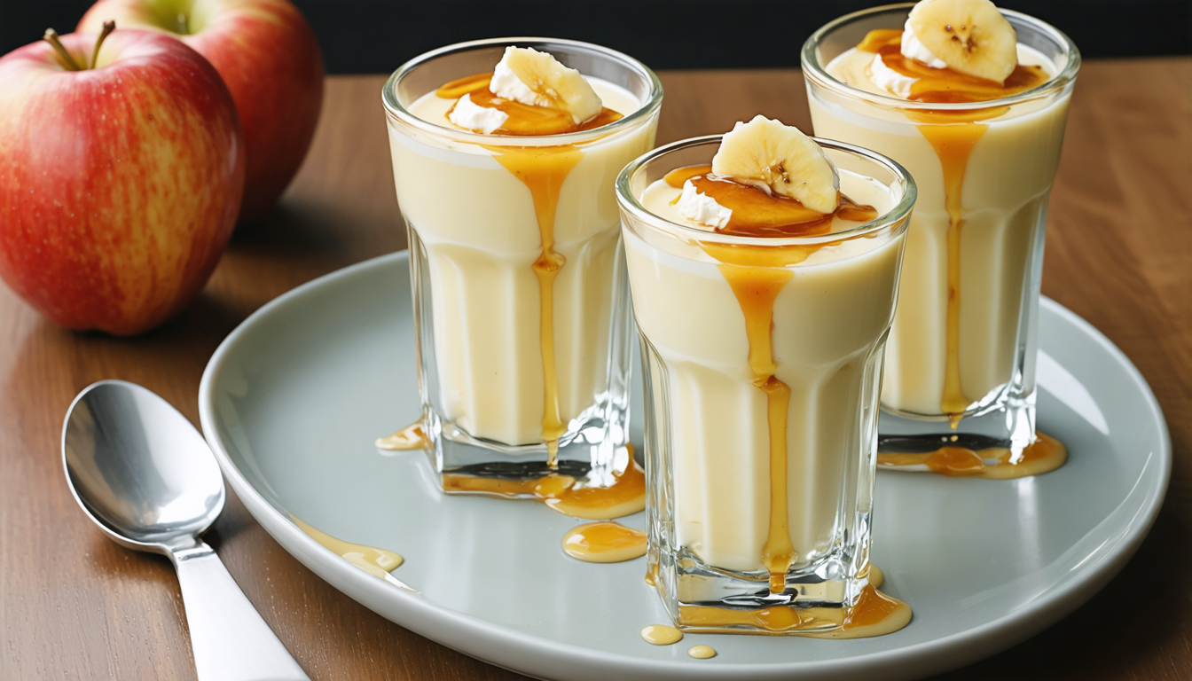 savourez un délice onctueux avec notre purée de banane au fromage frais, accompagnée d'un jus de pomme doux et d'un miel fondant pour une expérience gourmande et équilibrée.