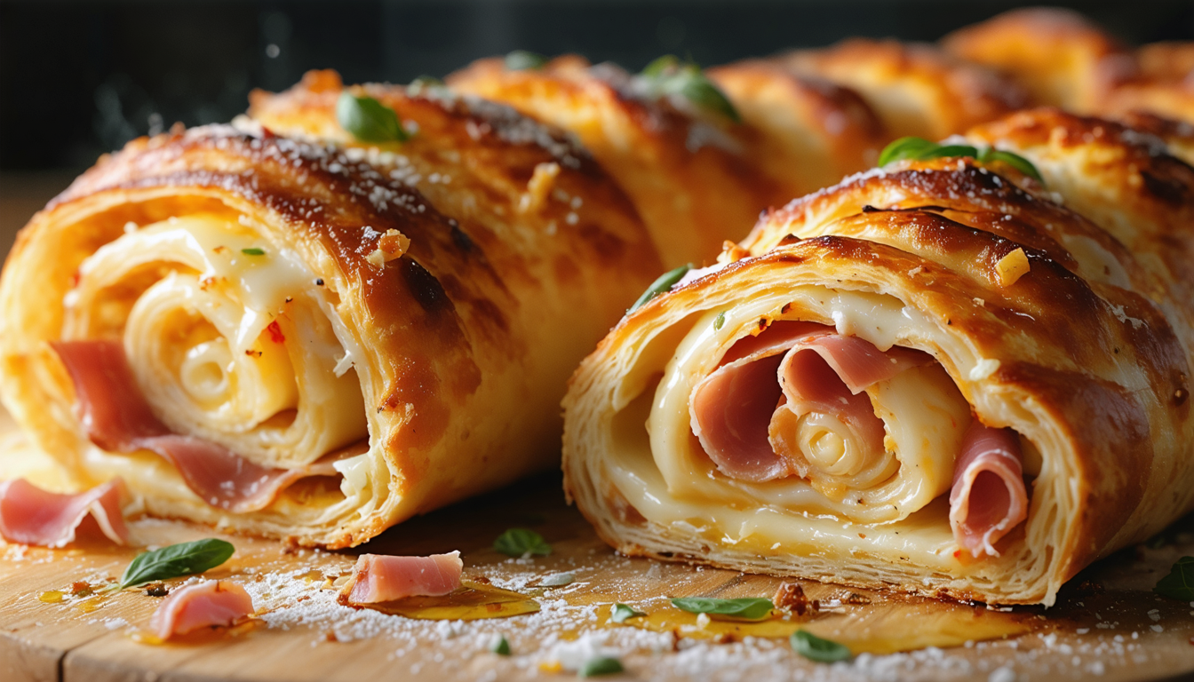 découvrez la recette gourmande du délice roulé, une pizza moelleuse garnie de jambon savoureux et de fromage fondant, parfaite pour un repas convivial et rapide.