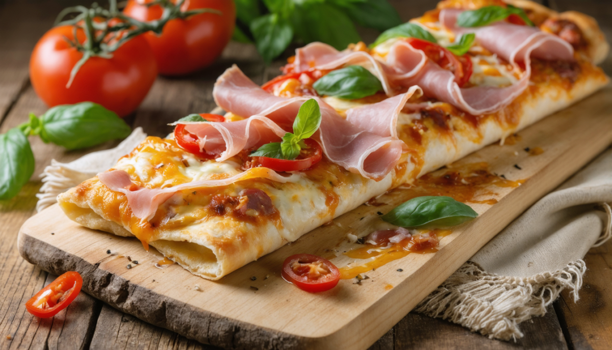 découvrez notre recette gourmande de délice roulé, une pizza roulée au jambon et fromage, idéale pour un repas savoureux et convivial.