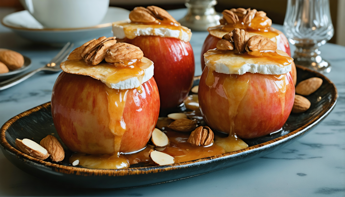 savourez le parfait équilibre sucré-salé avec ces pommes au four caramélisées, délicatement nappées de camembert fondant pour une gourmandise irrésistible.