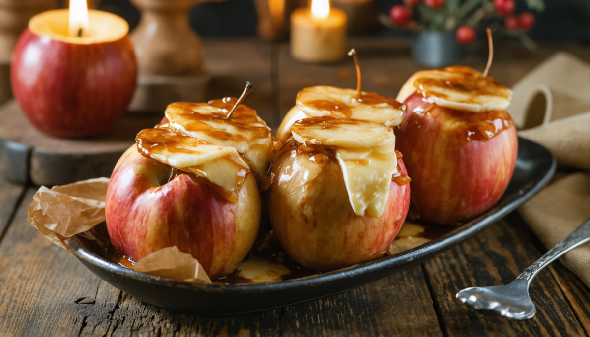 découvrez notre recette gourmande de pommes au four caramélisées, délicatement nappées de camembert fondant pour un savoureux équilibre sucré-salé.