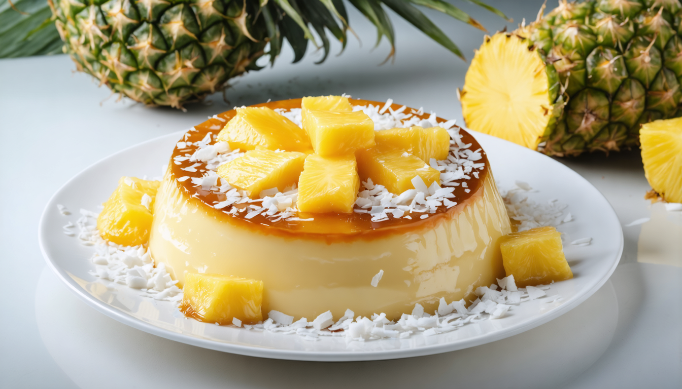 découvrez notre flan aérien à l'ananas et coco, une recette délicieusement tropicale alliant douceur et fraîcheur pour un dessert léger et savoureux.