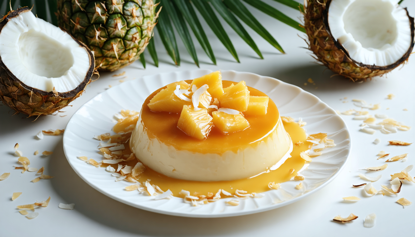découvrez notre flan aérien à l'ananas et coco, une douceur tropicale parfaite alliant légèreté et saveurs exotiques pour un dessert rafraîchissant et gourmand.