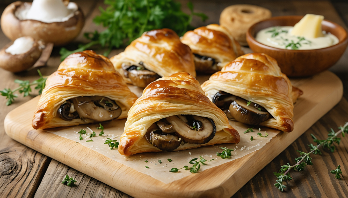 découvrez notre recette légère et gourmande de délices feuilletés aux champignons, idéale pour un apéritif ou un repas savoureux et facile à préparer.