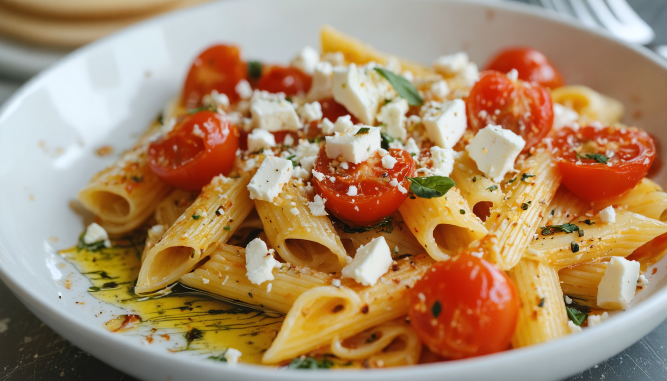 découvrez notre recette savoureuse de pâtes à la feta et tomates rôties, un plat simple et gourmand qui ravira vos papilles.