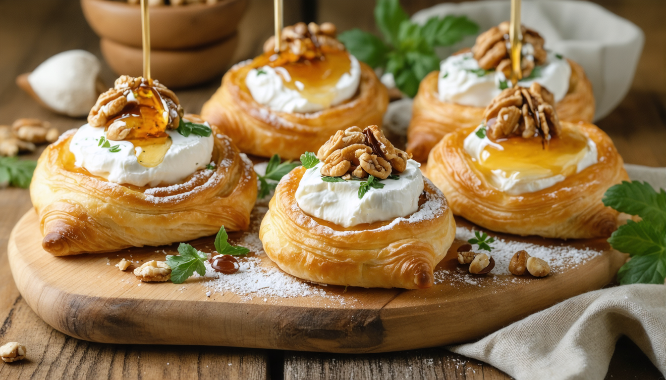 découvrez la recette gourmande des délices feuilletés au chèvre frais et miel, une association savoureuse parfaite pour une entrée ou un apéritif réussi.