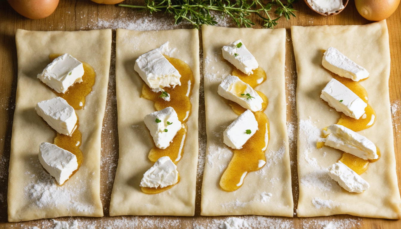 découvrez notre recette gourmande de délices feuilletés au chèvre frais et miel, parfaite pour un apéritif savoureux et facile à préparer.
