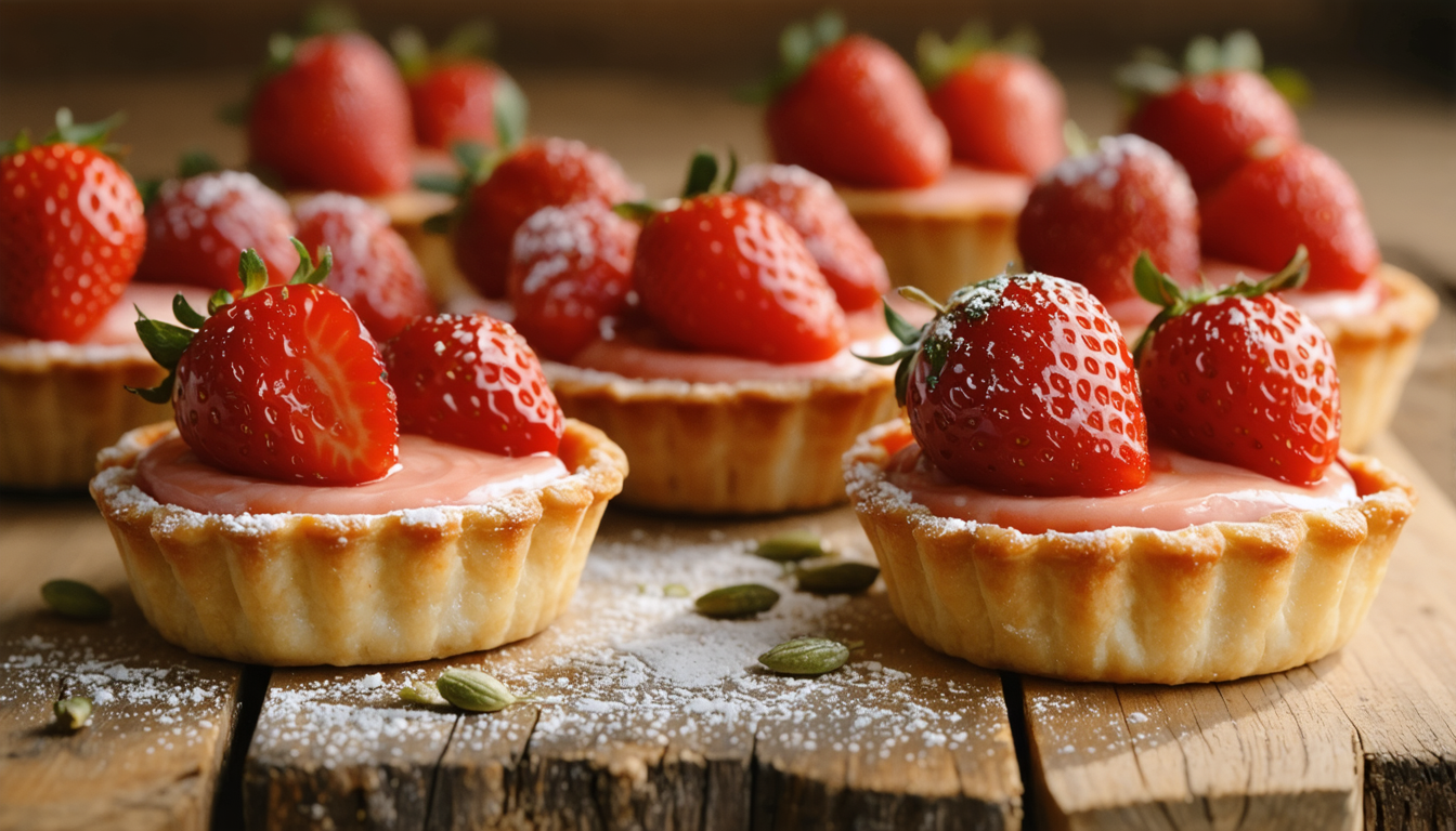 savourez nos délices fruités avec ces tartelettes aux fraises fraîches et crème pâtissière maison, une douceur parfaite pour toutes les occasions.