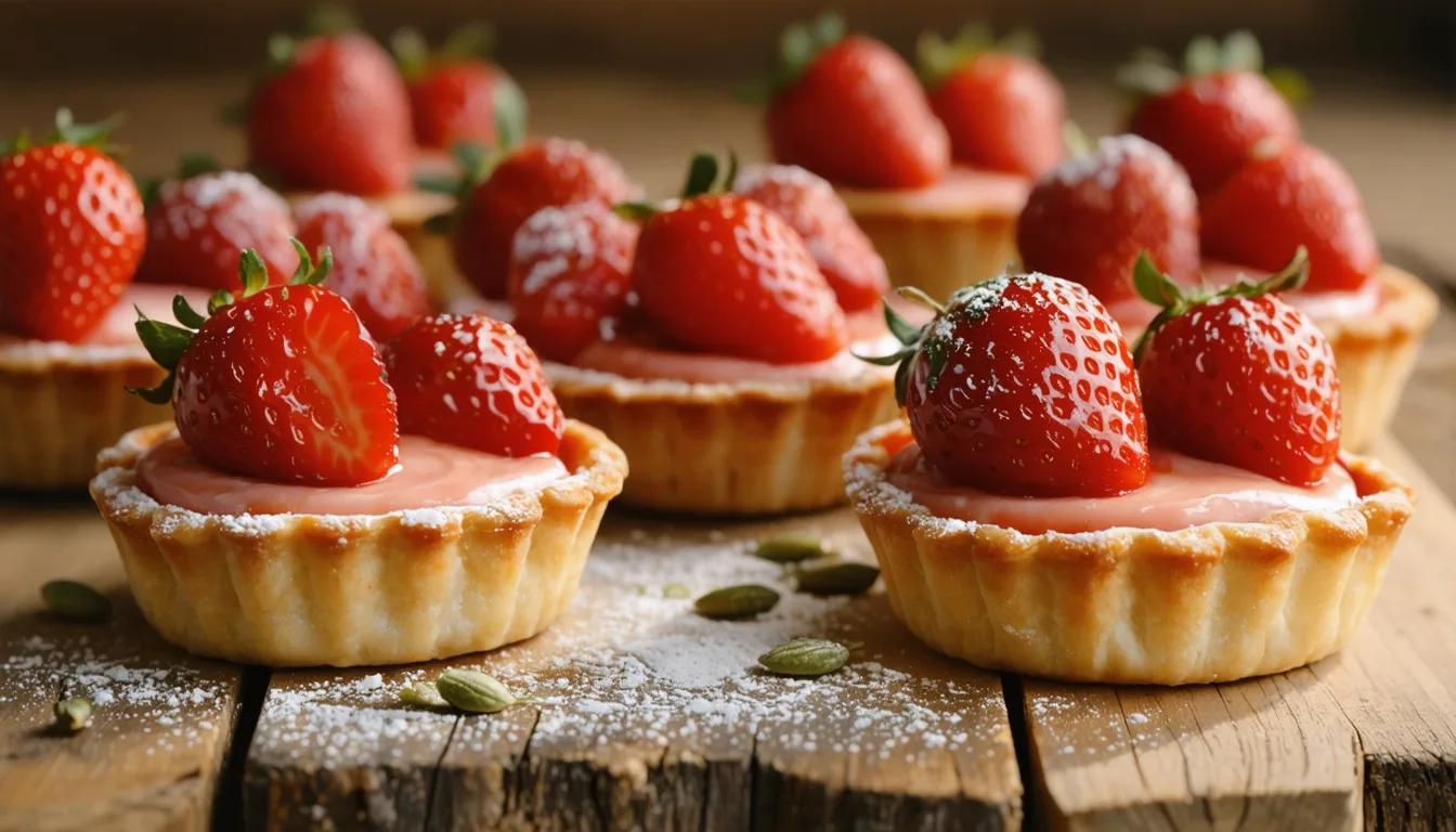 savourez nos délices fruités avec ces tartelettes aux fraises fraîches et crème pâtissière maison, une douceur parfaite pour toutes les occasions.