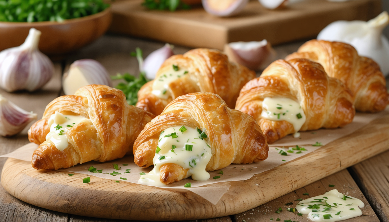 découvrez nos délicieux croissants apéritifs au fromage, ail et fines herbes, parfaits pour éveiller vos papilles lors de vos moments conviviaux.