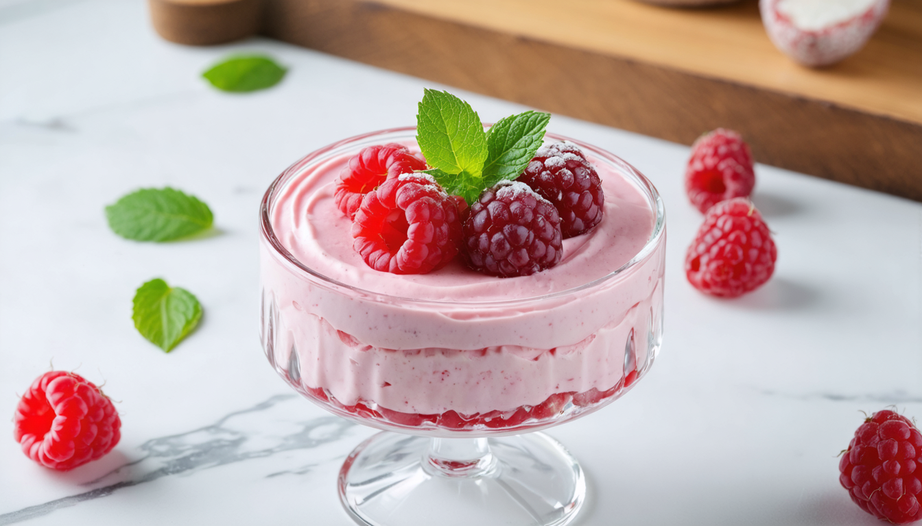 découvrez une recette facile et saine de mousse légère aux framboises, parfaite pour la chrononutrition et ravir vos papilles sans culpabilité.