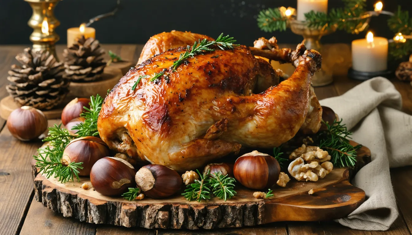 savourez une délicieuse poularde farcie aux noix et marrons, un plat gourmand et raffiné parfait pour vos repas festifs et moments d'exception.