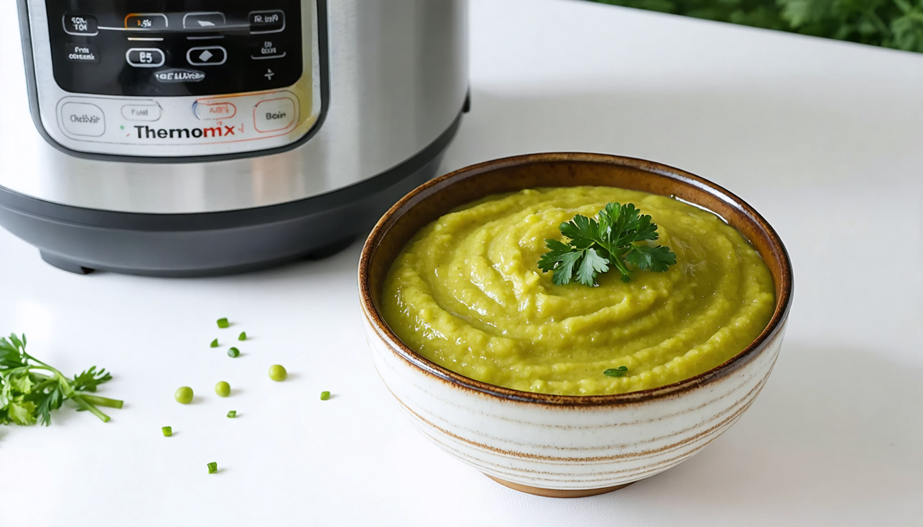 découvrez notre recette facile et rapide de purée onctueuse de pois cassés, préparée en un tour de main avec votre thermomix pour un plat savoureux et réconfortant.
