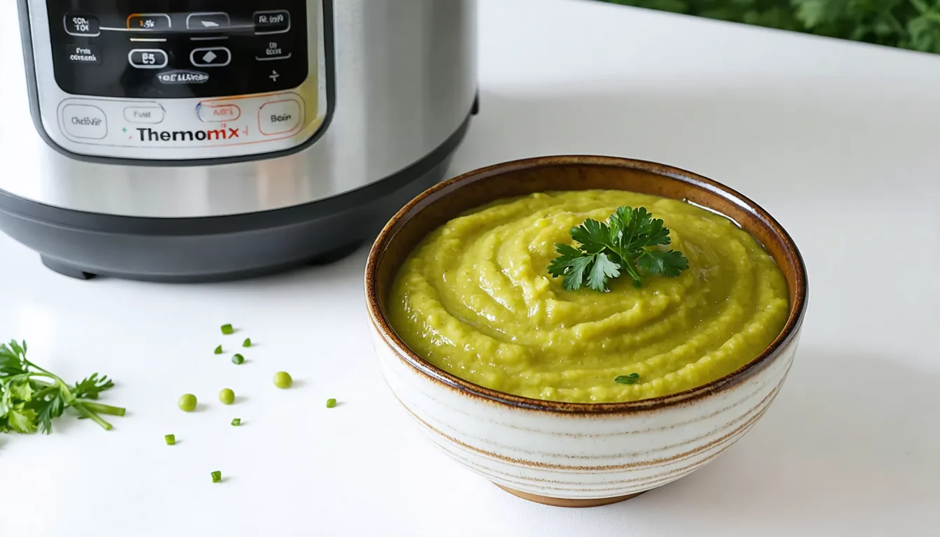 découvrez notre recette facile et rapide de purée onctueuse de pois cassés, préparée en un tour de main avec votre thermomix pour un plat savoureux et réconfortant.
