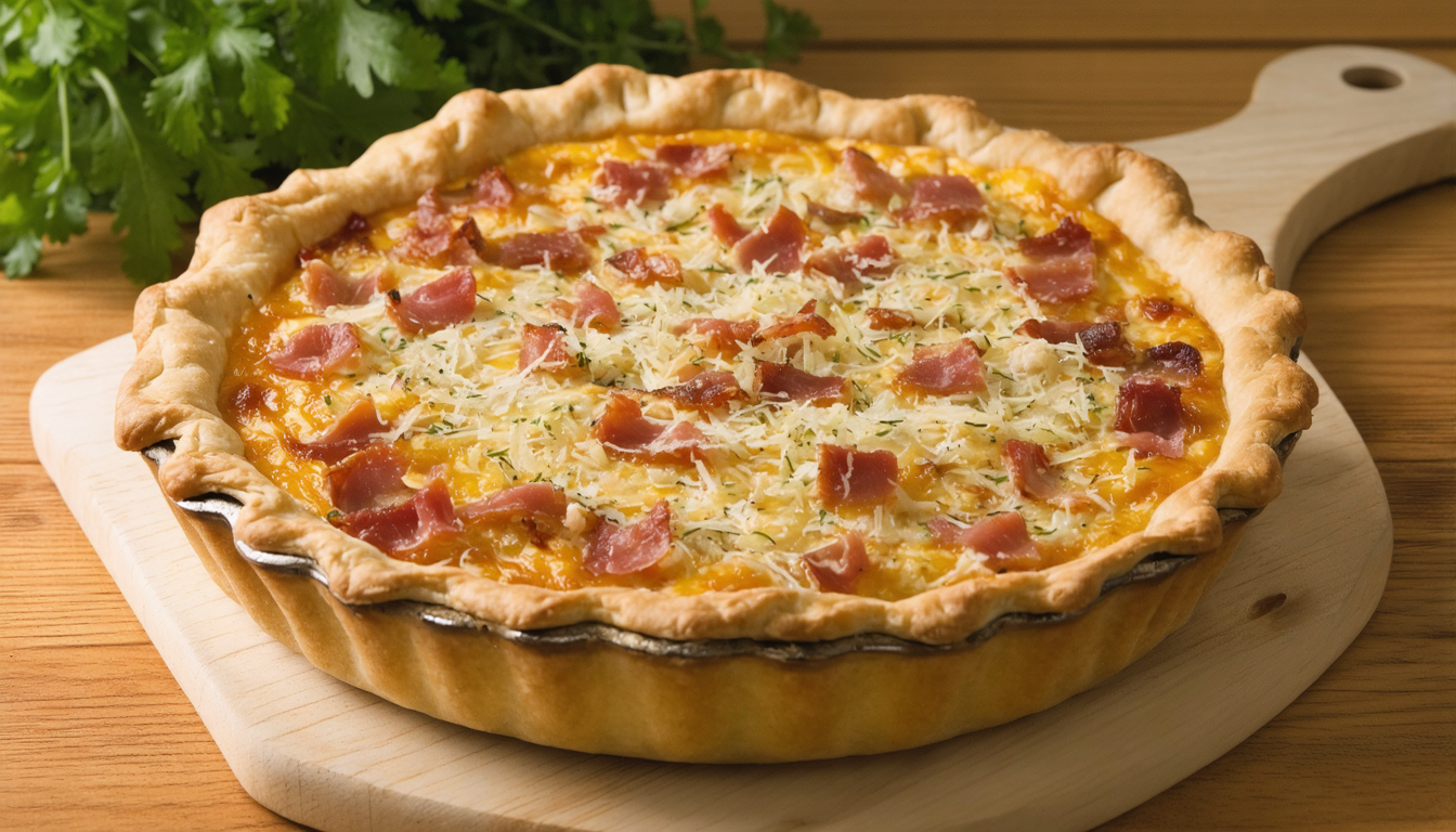 découvrez notre recette simple et gourmande de quiche aux lardons et parmesan, parfaite pour un repas savoureux et convivial.