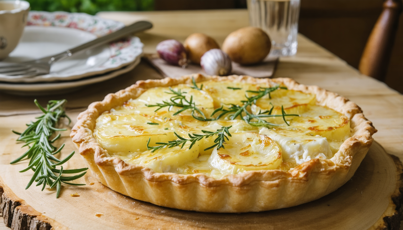 découvrez notre recette savoureuse de tarte rustique aux pommes de terre et camembert fondant, parfaite pour un repas gourmand et réconfortant. facile à préparer et délicieusement parfumée.