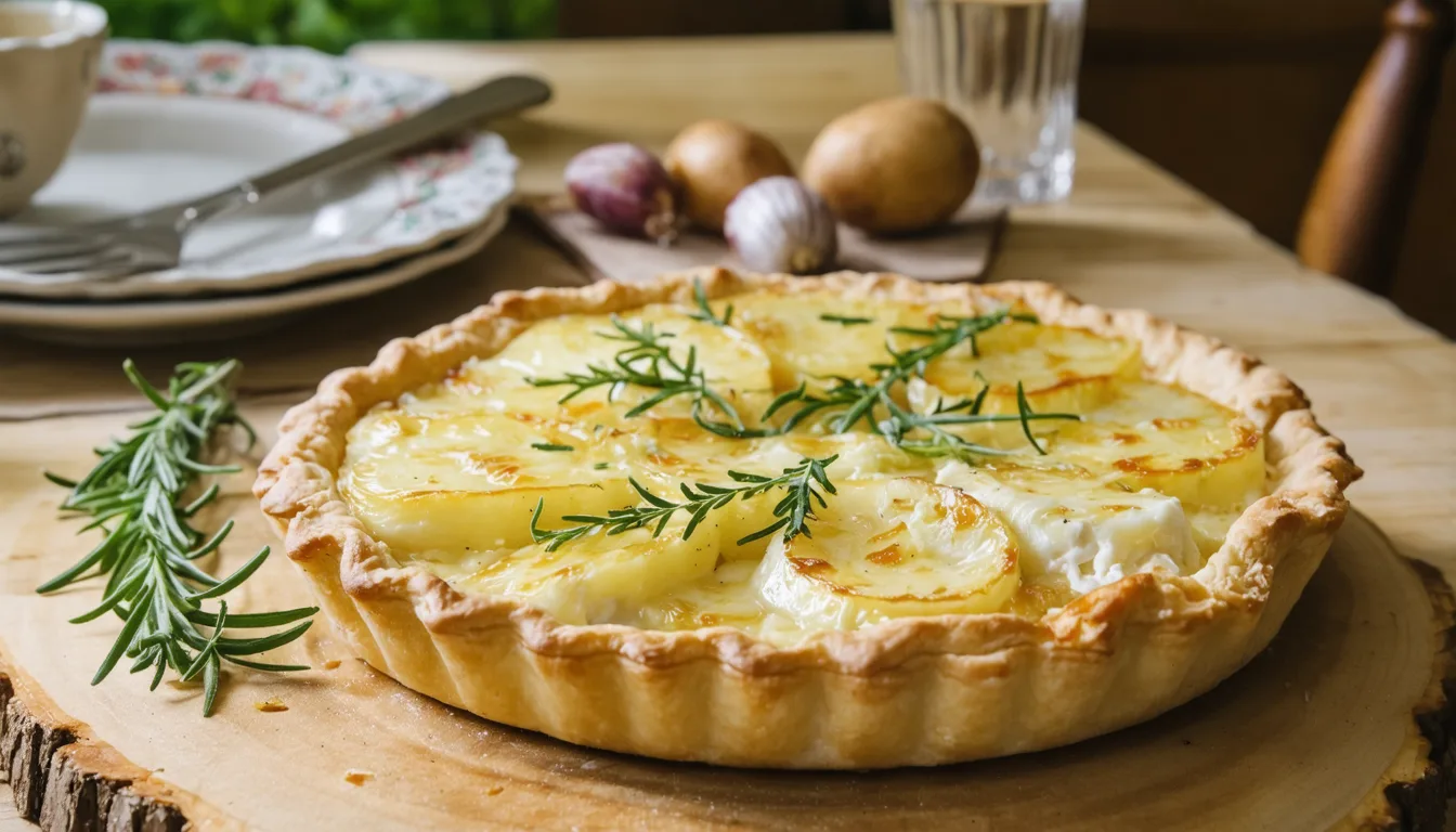 découvrez notre recette savoureuse de tarte rustique aux pommes de terre et camembert fondant, parfaite pour un repas gourmand et réconfortant. facile à préparer et délicieusement parfumée.