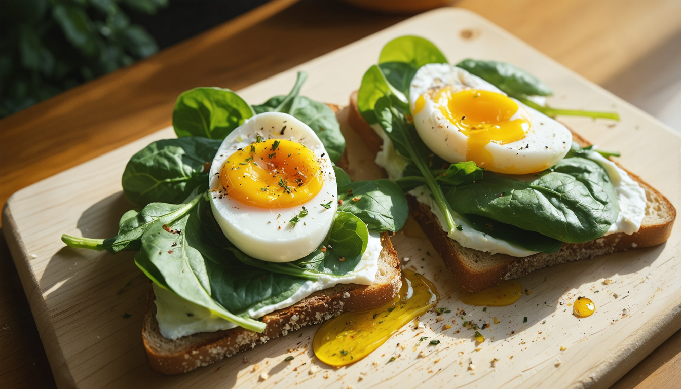 découvrez notre recette simple et gourmande de tartine aux épinards, œuf mollet fondant et fromage frais, parfaite pour un repas savoureux et équilibré.