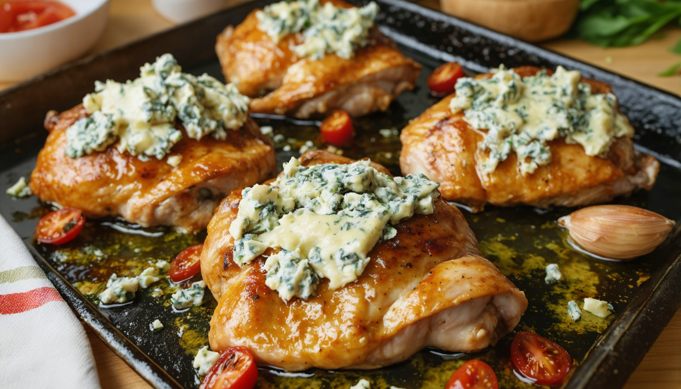 savourez des cuisses de poulet farcies au fromage bleu, une recette gourmande et facile à réaliser qui éveillera vos papilles à chaque bouchée.