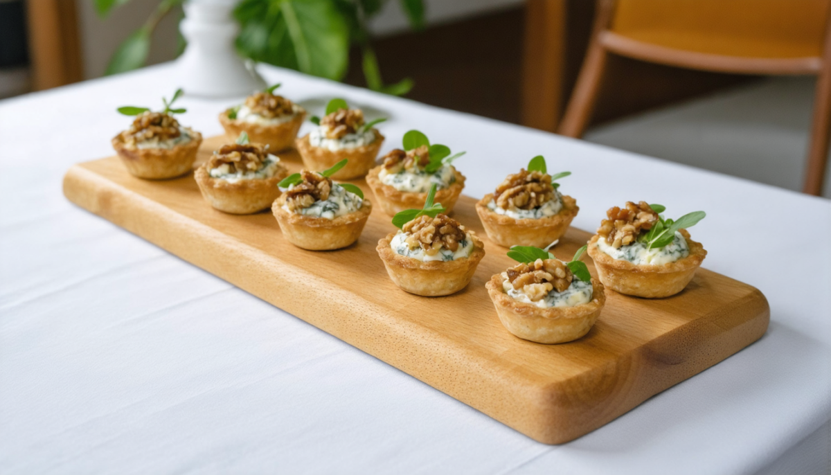 découvrez notre recette gourmande de mini-tartelettes au fromage bleu et noix, parfaites pour un apéritif savoureux et original à partager.