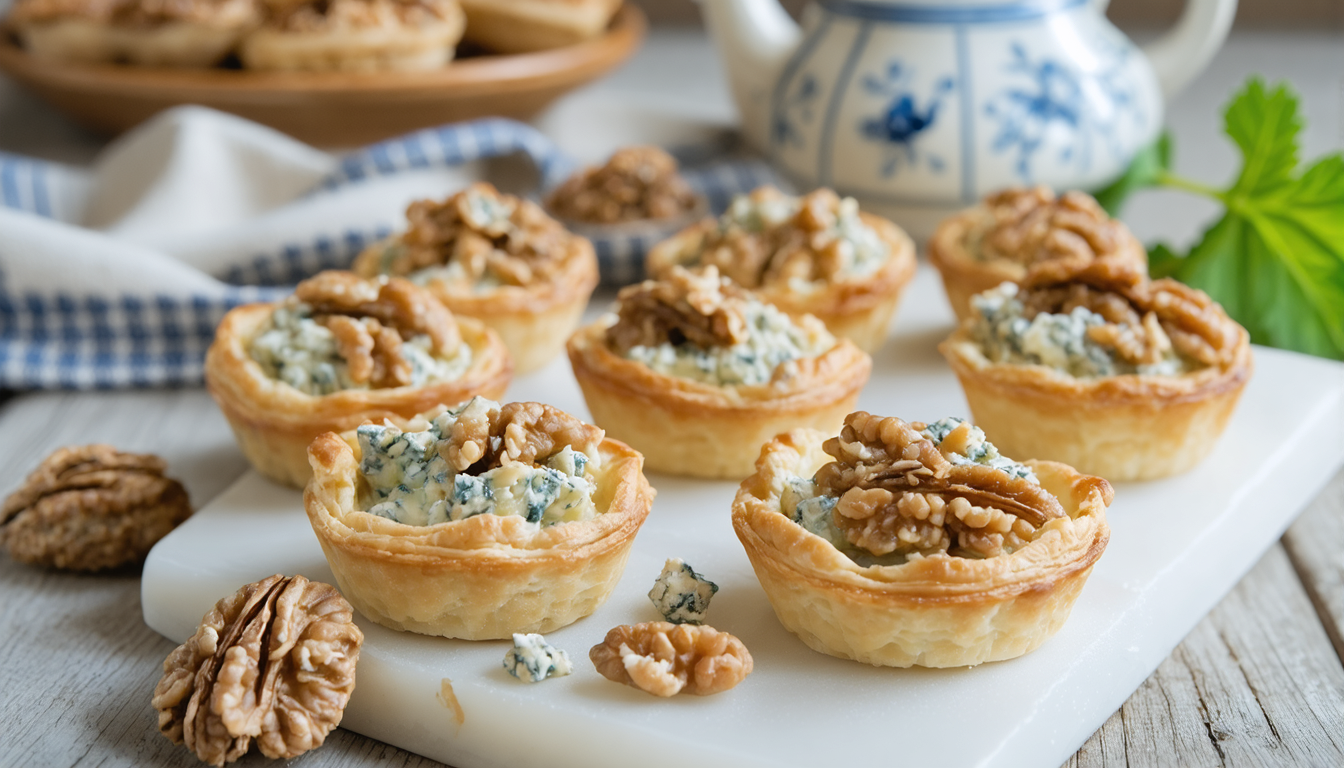 découvrez notre recette gourmande de mini-tartelettes au fromage bleu et noix, parfaites pour un apéritif raffiné et savoureux à partager.
