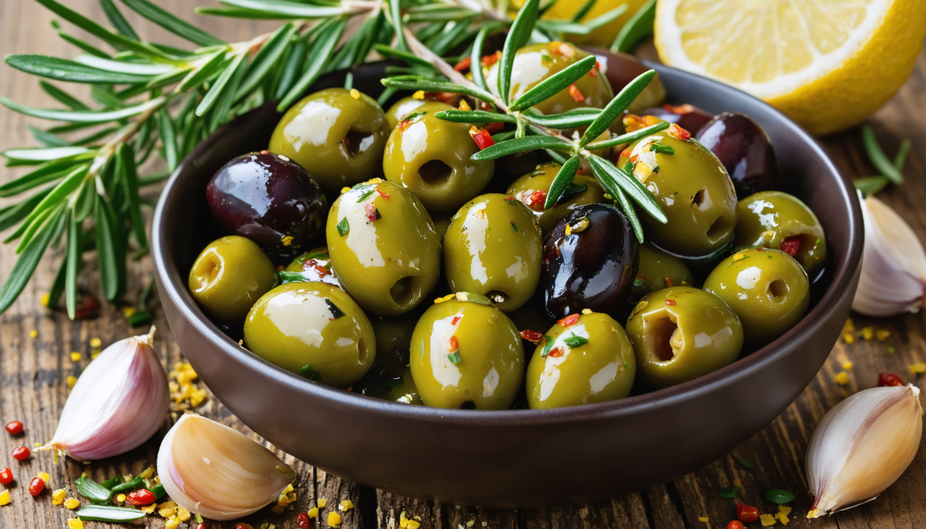 découvrez une recette simple et savoureuse d'olives à la grecque, parfaite pour égayer vos apéritifs avec des saveurs authentiques et méditerranéennes.