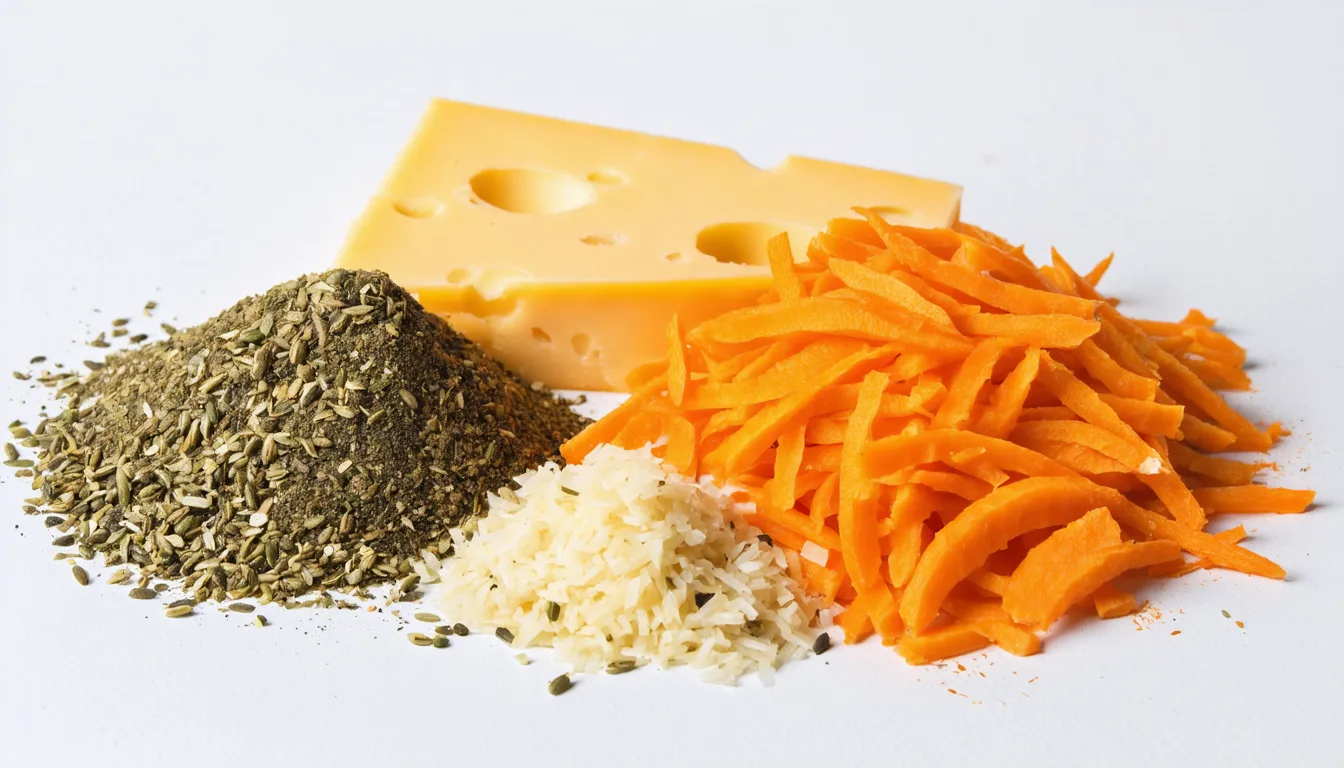 découvrez nos tuiles croustillantes au gouda, sublimées par des carottes râpées fraîches et une touche parfumée de cumin pour une explosion de saveurs.