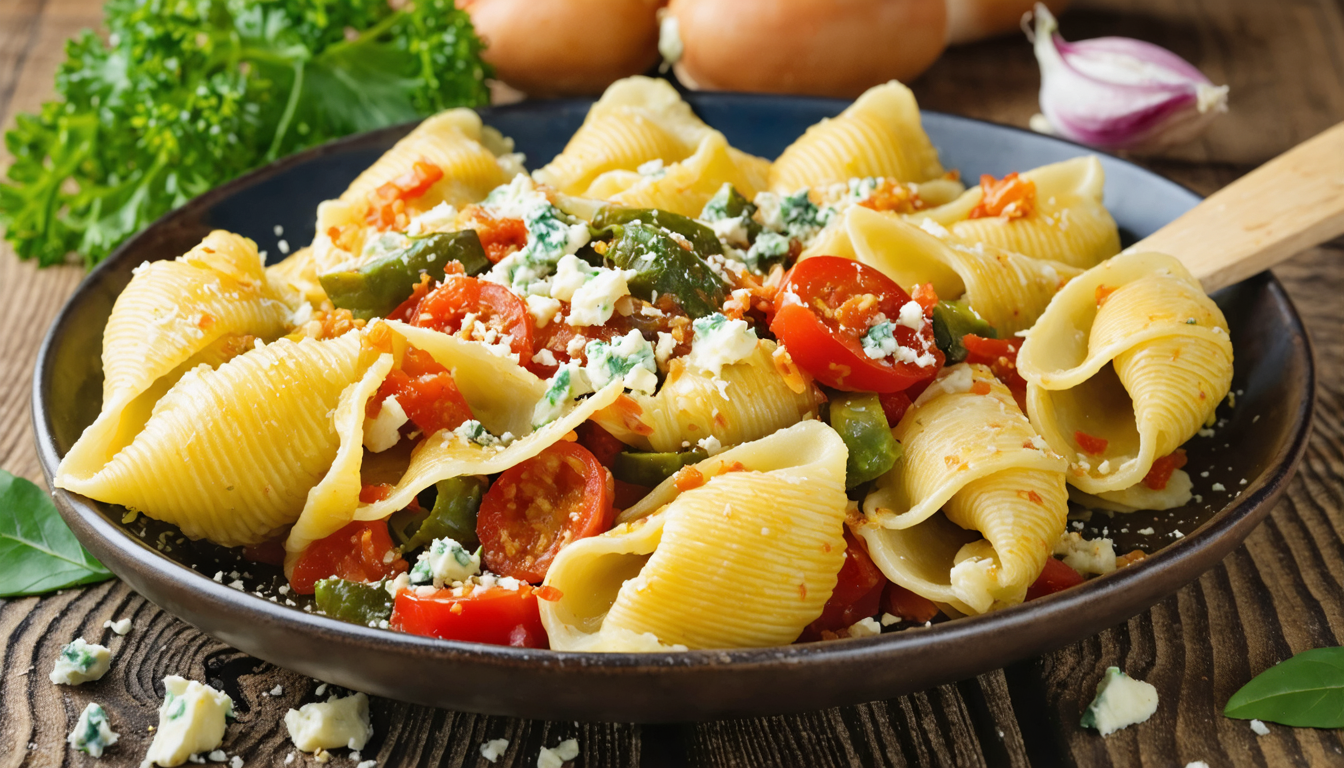 savourez nos conchiglionis gourmands, généreusement farcis aux légumes croquants et au fromage bleu fondant, pour un repas délicieux et réconfortant.