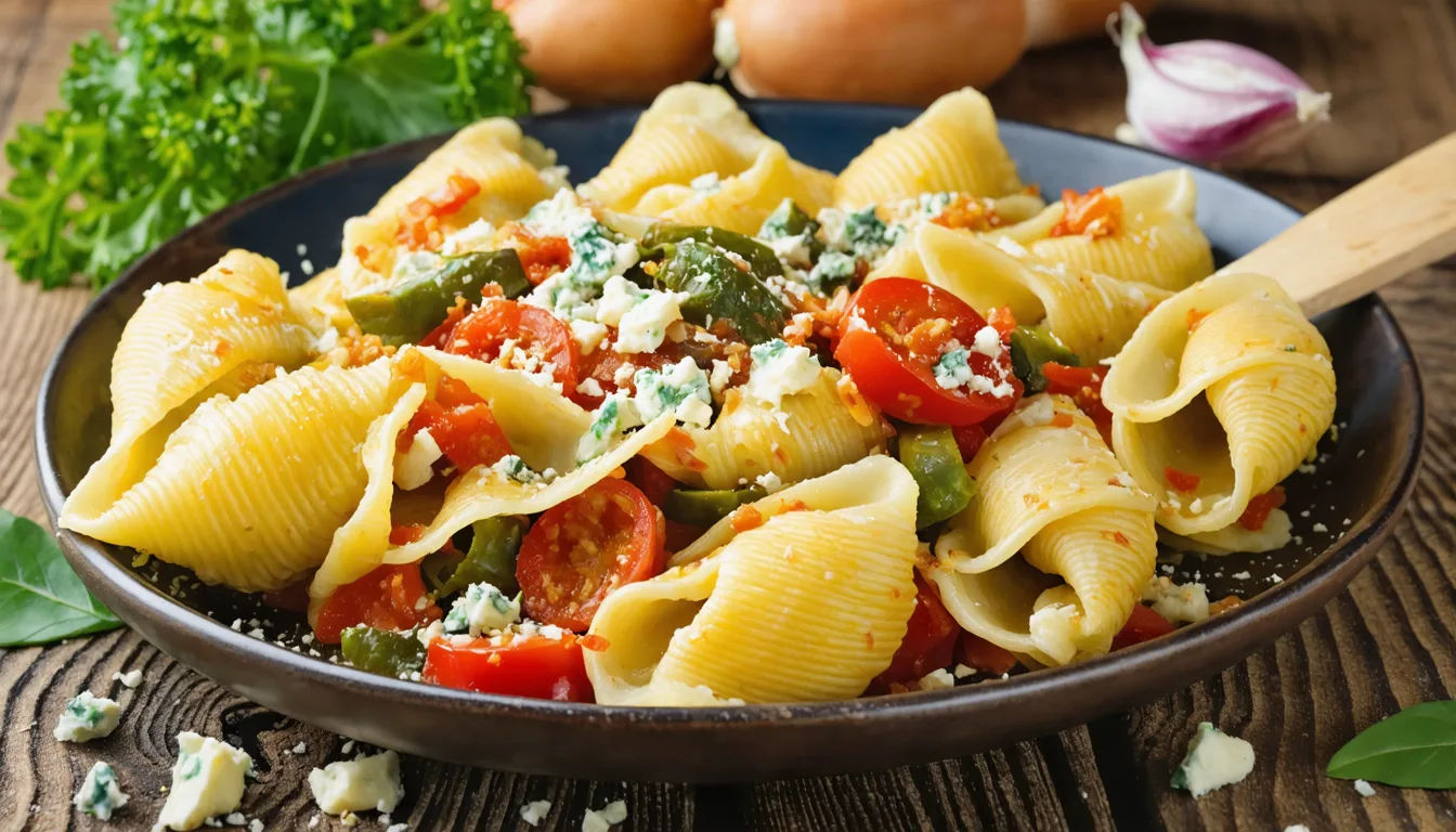savourez nos conchiglionis gourmands, généreusement farcis aux légumes croquants et au fromage bleu fondant, pour un repas délicieux et réconfortant.