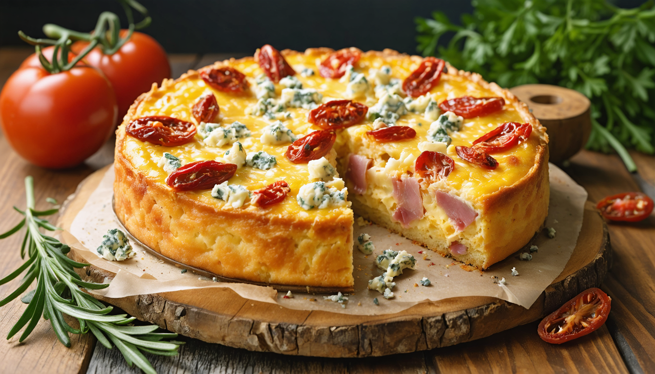 découvrez une recette gourmande de cake salé au fromage bleu, jambon et tomates séchées, parfaite pour un apéritif ou un repas convivial.