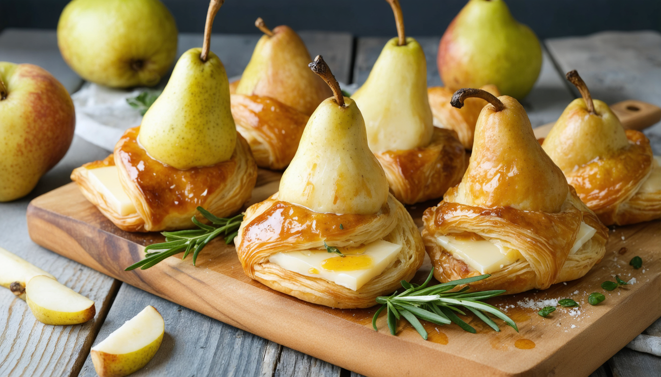 découvrez une recette savoureuse de feuilletés au fromage frais parfumé à l'ail et aux fines herbes, sublimés par la douceur délicate de la poire, pour un plaisir gourmand et original.