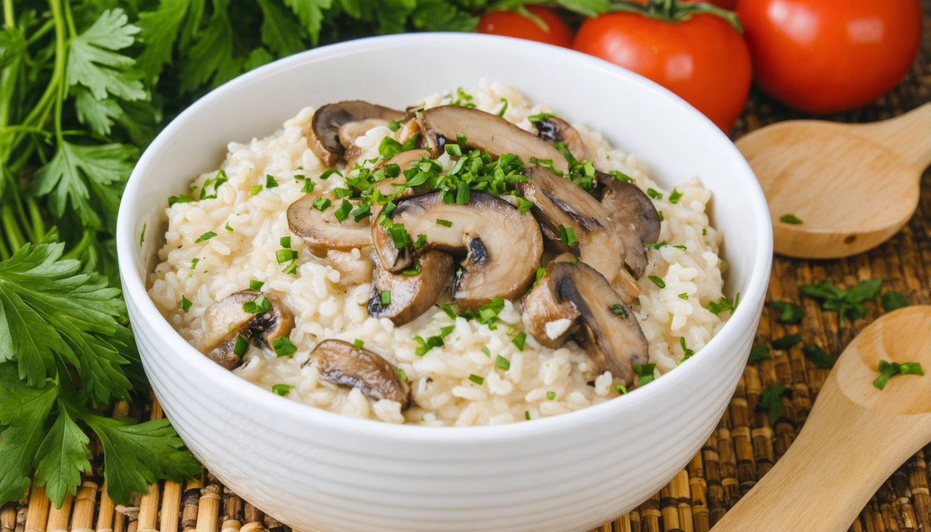 découvrez notre recette facile et gourmande de risotto aux champignons, léger et sans gluten, pour un repas savoureux et sain qui plaira à tous.