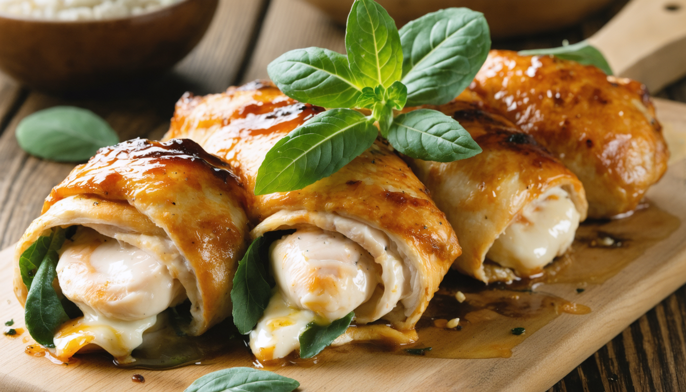 découvrez notre recette légère et gourmande de roulés de poulet au camembert et à la sauge, parfaite pour un repas savoureux et facile à préparer.