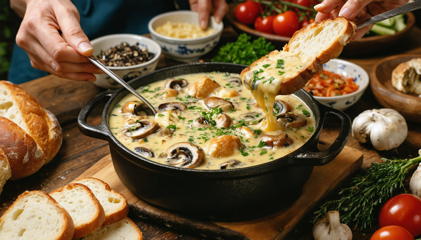 découvrez notre recette de fondue savoyarde aux champignons, un plat riche en saveurs et parfait pour partager des moments conviviaux en famille ou entre amis.