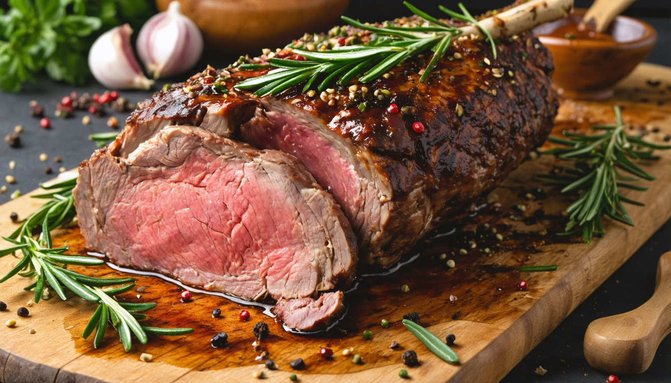 découvrez notre recette de gigot d'agneau fondant, délicatement infusé aux herbes aromatiques pour un goût savoureux et une viande tendre à souhait.