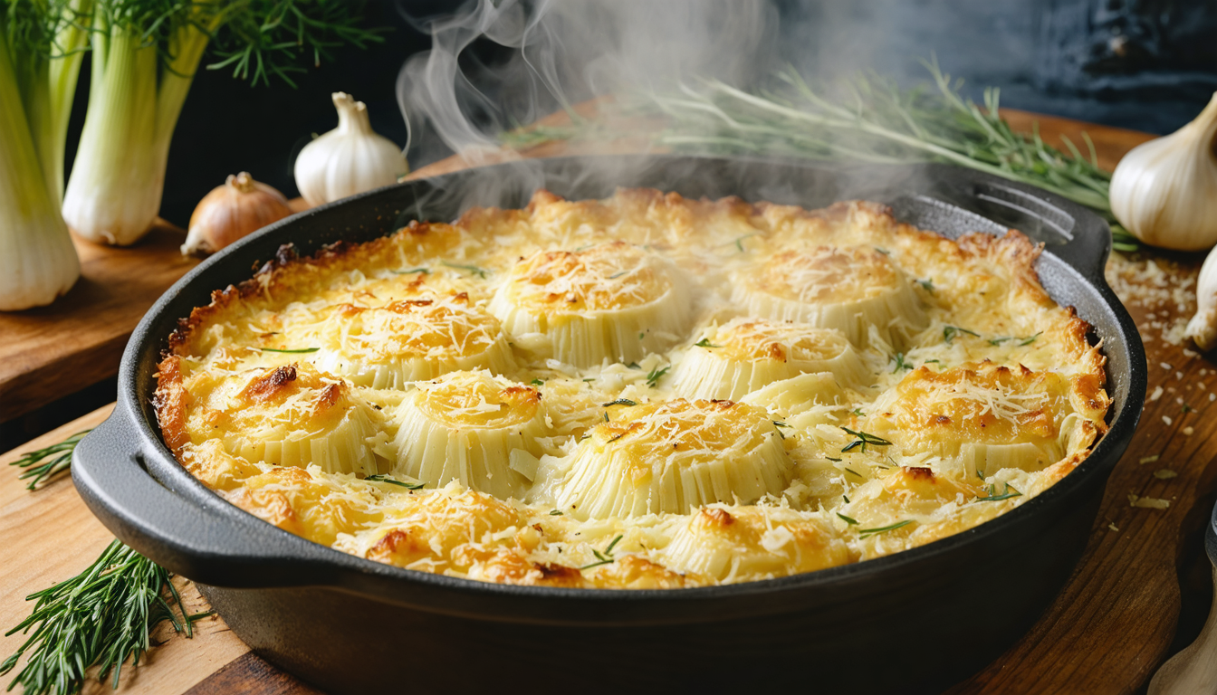 découvrez notre recette simple et gourmande de gratin de fenouil au parmesan, parfaite pour un dîner savoureux et réussi en toute simplicité.