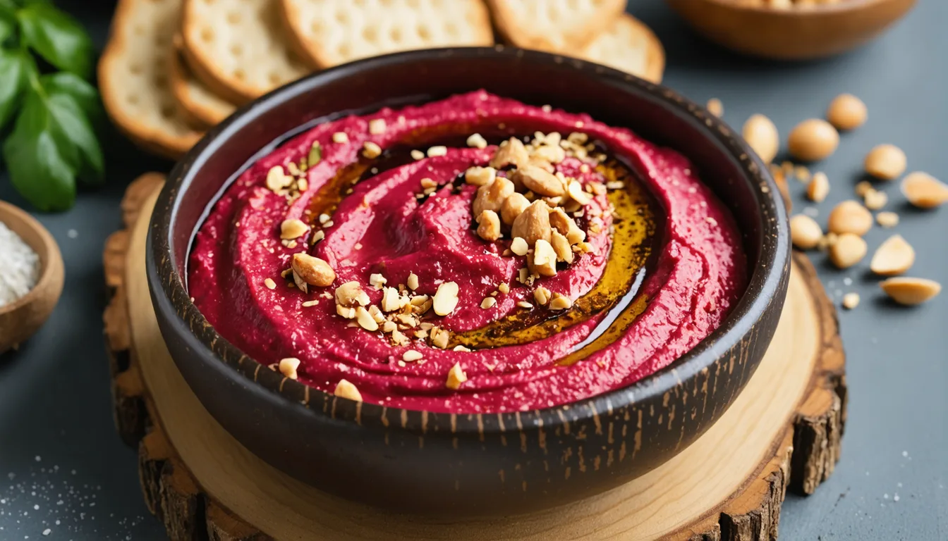 découvrez notre houmous de betterave gourmand accompagné de chèvre croustillant, une recette alliant douceur et croquant pour une explosion de saveurs uniques.